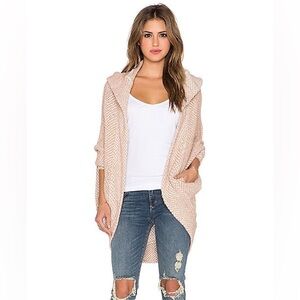 Free People Pink Hooded Cardigan